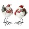 Contemporary Home Living Set of 4 Green and White Bird with Santa Hat Table Top 6&#x22;